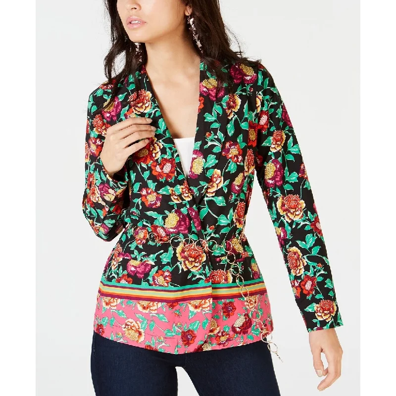 Thalia Sodi Women's Floral Belted Blazer Pink Size Large