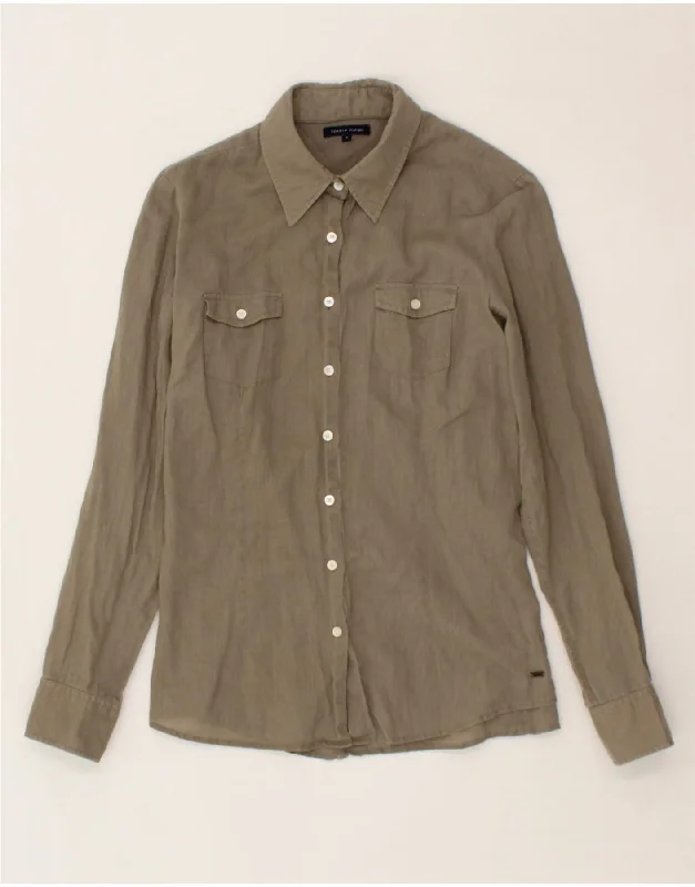 TOMMY HILFIGER Womens Shirt US 8 Medium Khaki