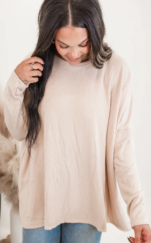 Long Sleeve Urban Ribbed Tunic Top - Final Sale