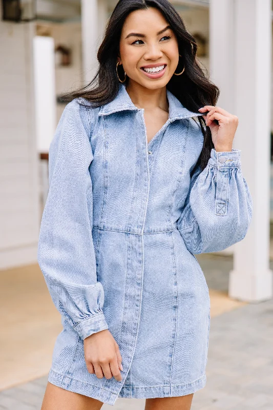 Take It All Light Wash Denim Dress