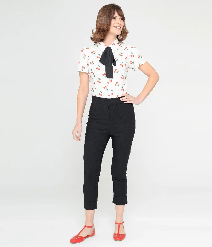 Smak Parlour Black & Cherry Pocket Smarty Pants Capri