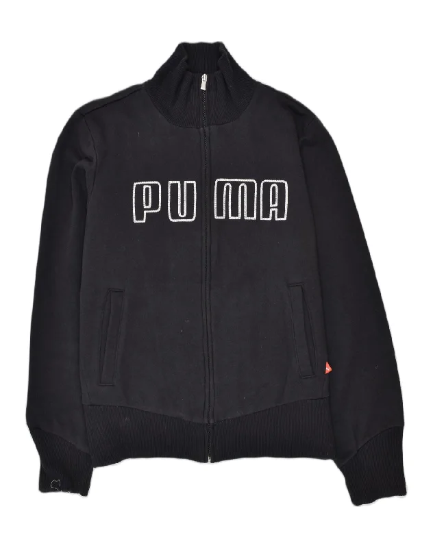 PUMA Womens Tracksuit Top Jacket UK 12 Medium Black Cotton