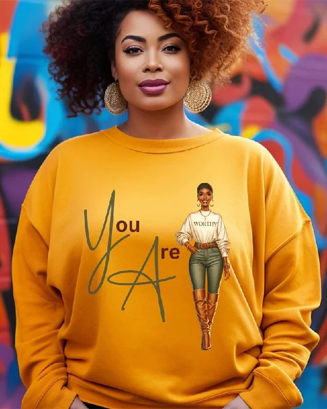 You Are Worthy Long Sleeve Crewneck Sweatshirt