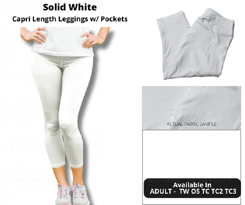 Solid White Capri Leggings w/ Pockets by ML&M