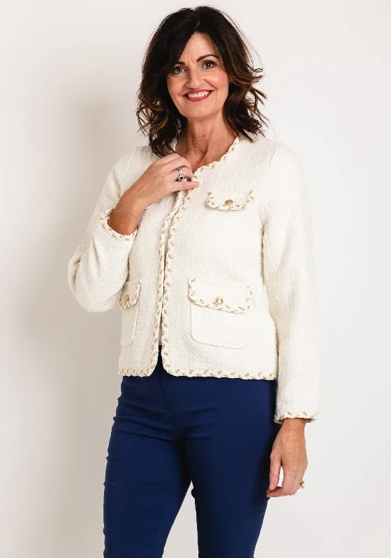 Leo & Ugo Short Open Boucle Jacket, Off White