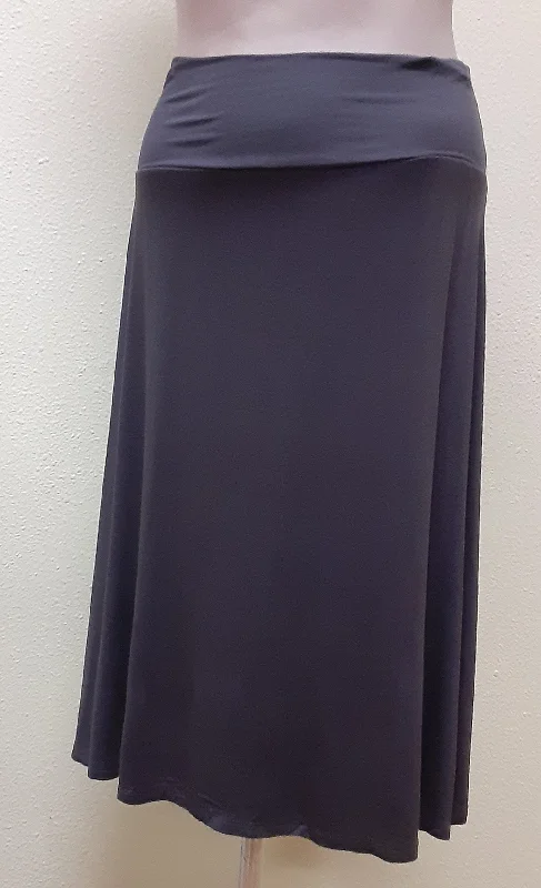 Rayon Knit Skirt - Knee Length - Gray