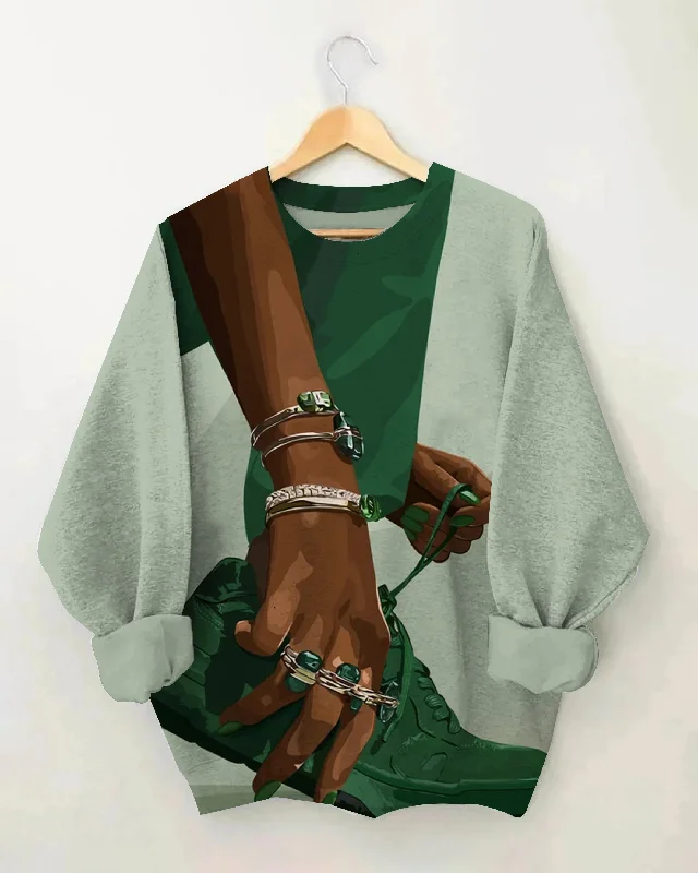 Black Woman Art With Her Shoe Crewneck Sweatshirt