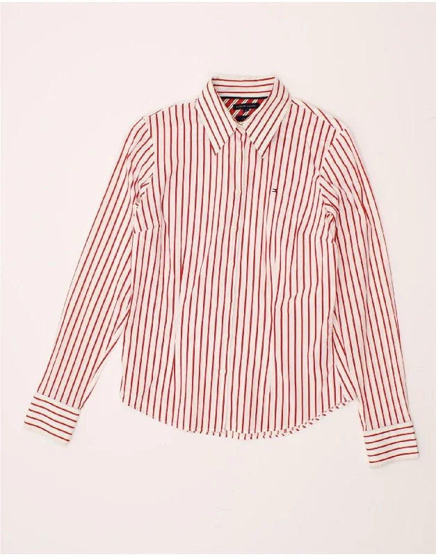 TOMMY HILFIGER Womens Shirt US 6 Medium Red Striped Cotton