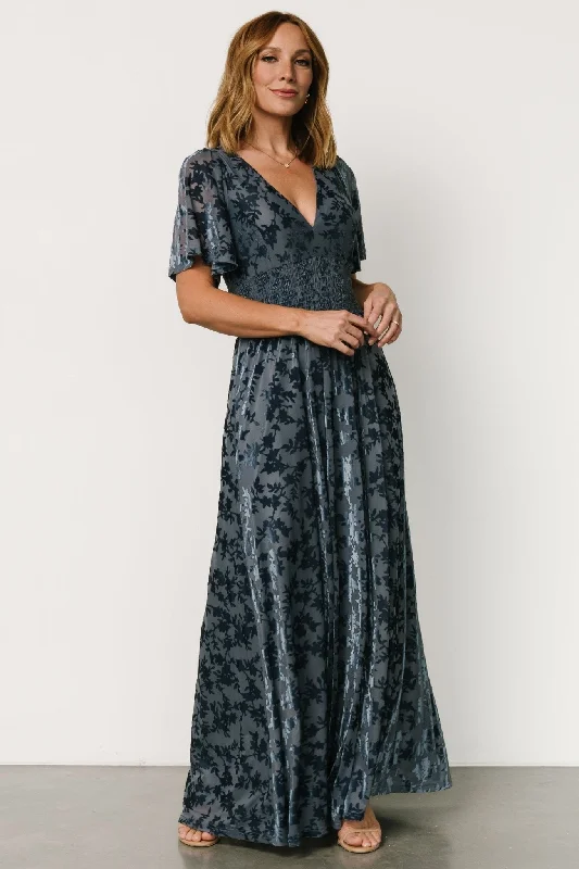 Veronica Velvet Maxi Dress | Whisper Blue