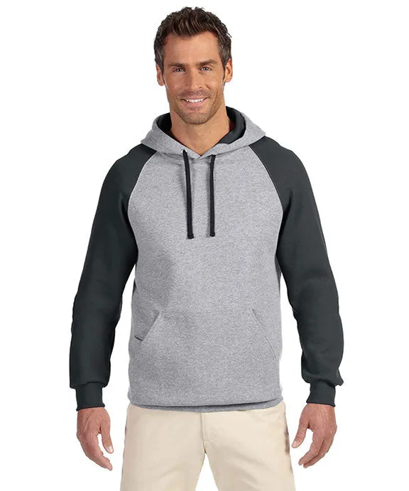 96CR - Jerzees Adult 8 oz NuBlend® Colorblock Raglan Pullover Hooded Sweatshirt