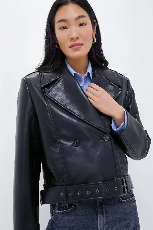 Black Recycled Leather Simone Jacket