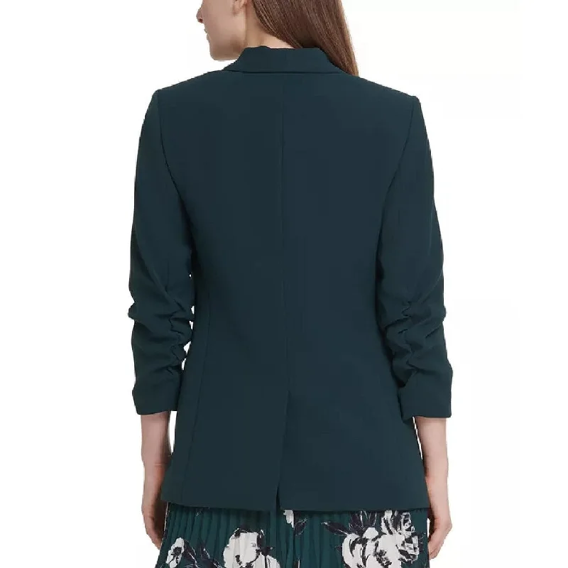 Dkny Women's Ruched-Sleeve Open-Front Blazer Green Size 6