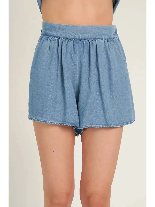 Pull On Blair Shorts In Medium Denim Blue