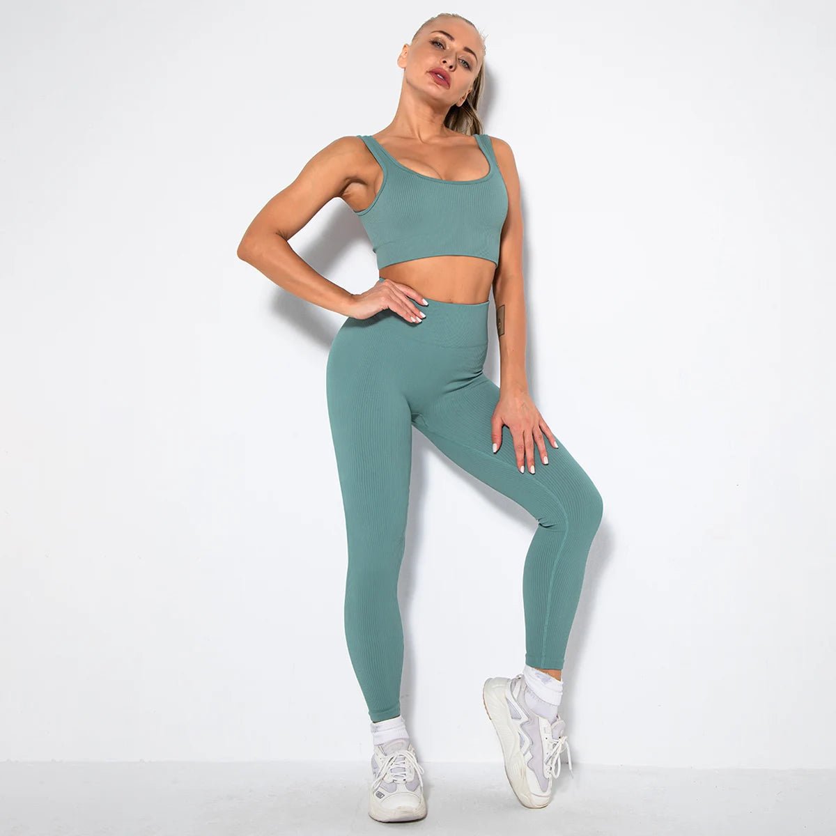 u-bra+Leggings-Blue Gray