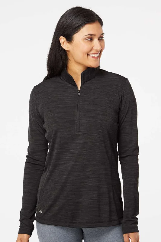 Adidas Womens Moisture Wicking 1/4 Zip Sweatshirt - Black Melange