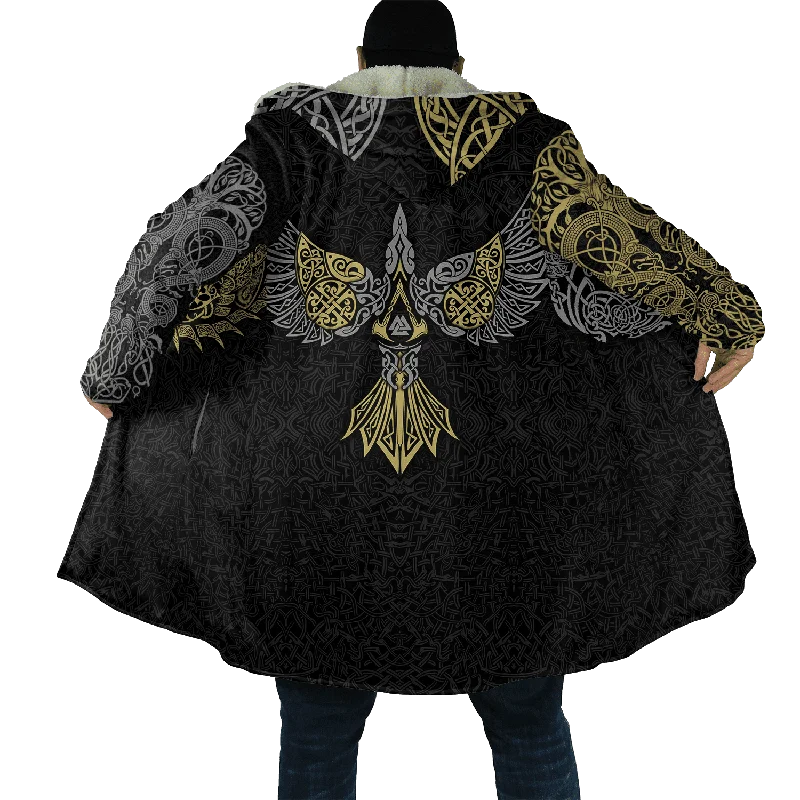 Viking hooded Cloak Ravens of Midgard Hooded PF39