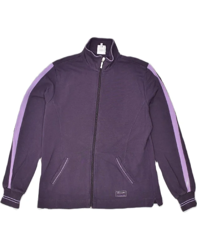 CHAMPION Womens Tracksuit Top Jacket UK 18 XL Purple Cotton