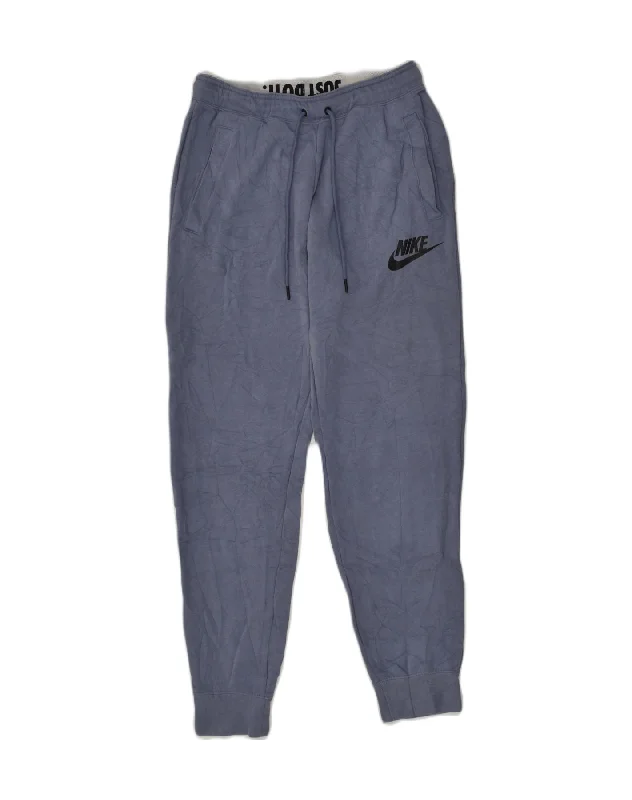 NIKE Womens Tracksuit Trousers Joggers UK 10 Small Blue Cotton