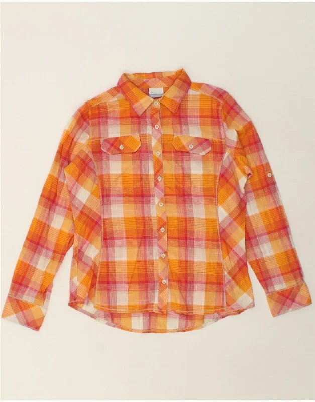 COLUMBIA Womens Shirt UK 16 Large Orange Check Cotton