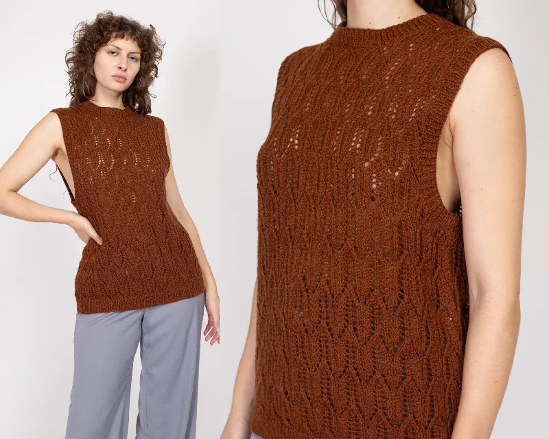 Lrg-XL 80s Copper Knit Sleeveless Sweater