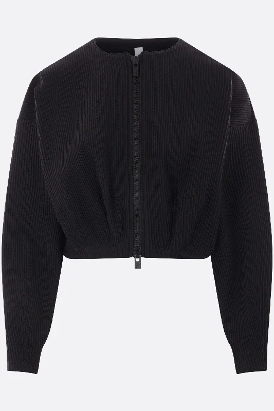 Hypha cropped bomber jacket in rib knit