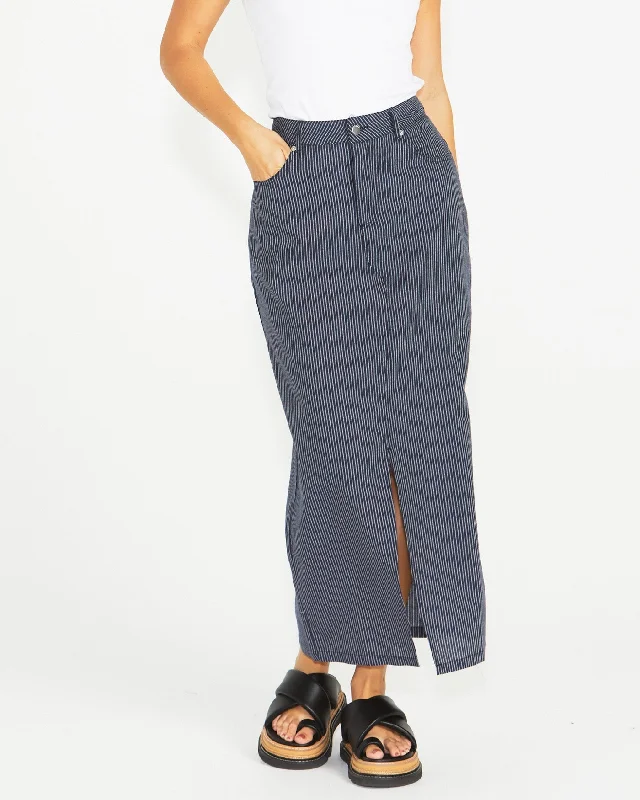 Sass Liberty Maxi Skirt Navy White Stripe