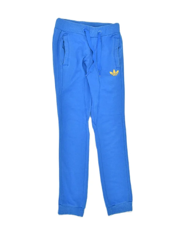 ADIDAS Womens Tracksuit Trousers Joggers XS Blue Cotton