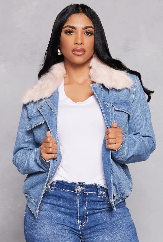 Haute Monde Sherpa Lined Denim Jacket