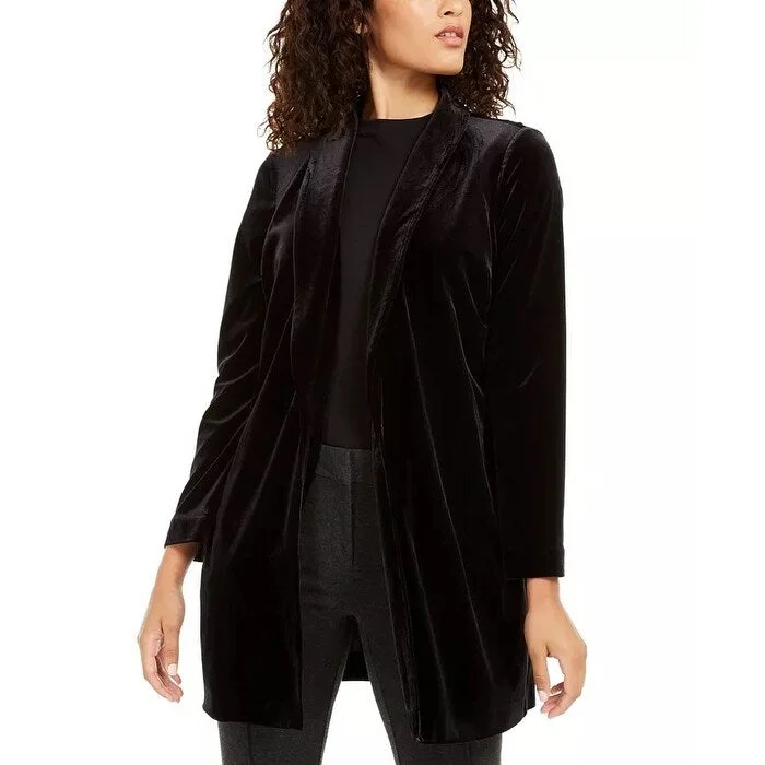 Alfani Women's Shawl-Collar Velvet Blazer Black Size Small