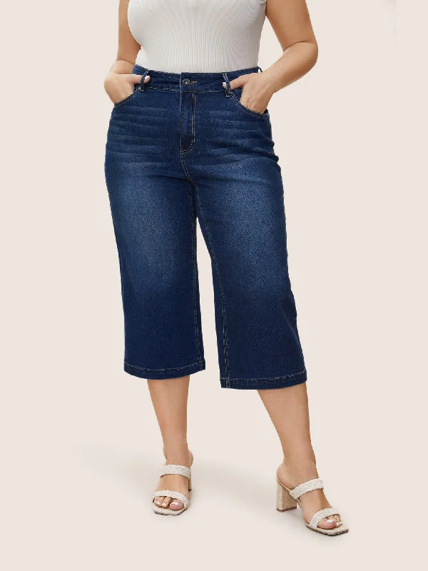 Medium Wash Wide Leg High Stretch Jeans