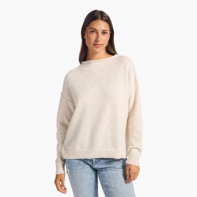 Cozy Knit Mock Neck Sweater | Heather Bone