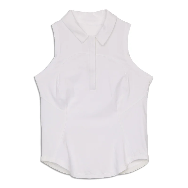 Front Zip Mock-Neck Tennis Tank Top - Resale