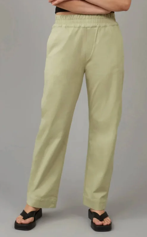 Elena High Rise Pull On Trouser In Sage