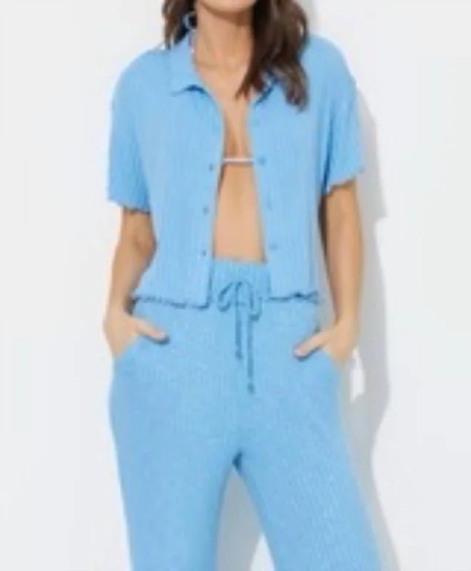 Lettuce Edge Rib Pant In Blue