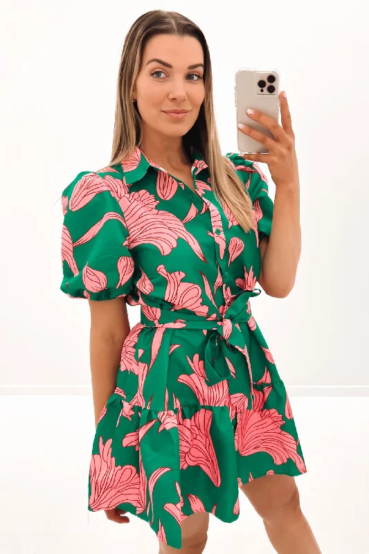 Maggie Mini Dress Green Pink