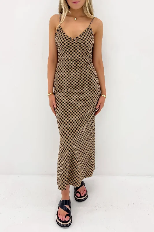 Slippy Dress Chestnut Brown