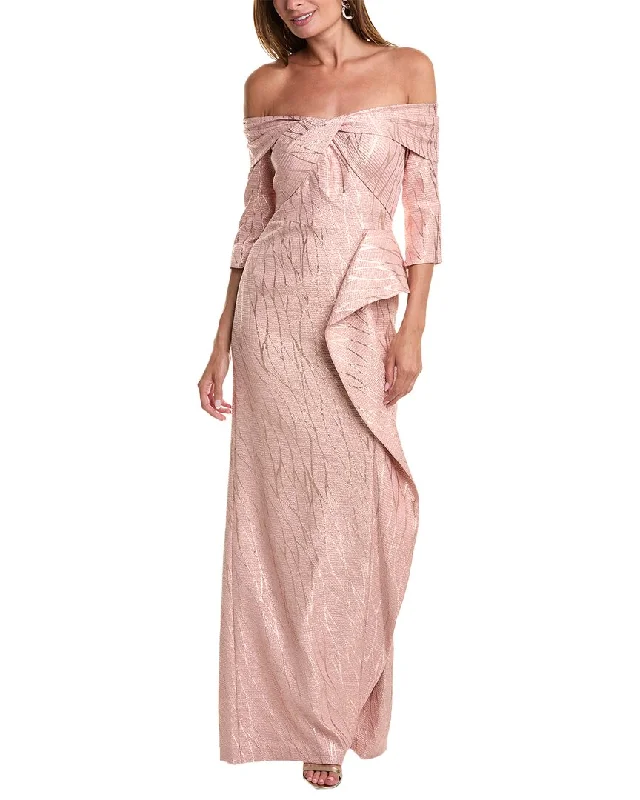 Teri Jon by Rickie Freeman Metallic Jacquard Gown